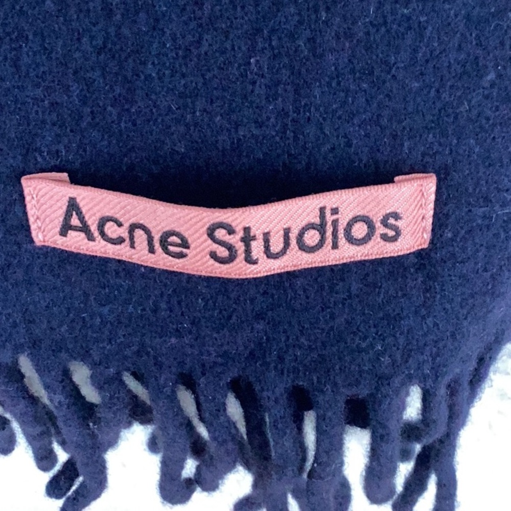 Acne Studios Dark Blue Scarf with Fringe - Picture 2 of 4